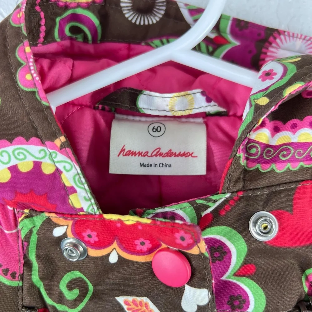 Hanna Andersson Insulated Full Zip Snowsuit,‎ Floral, 3-6 months Warm Bright Fun